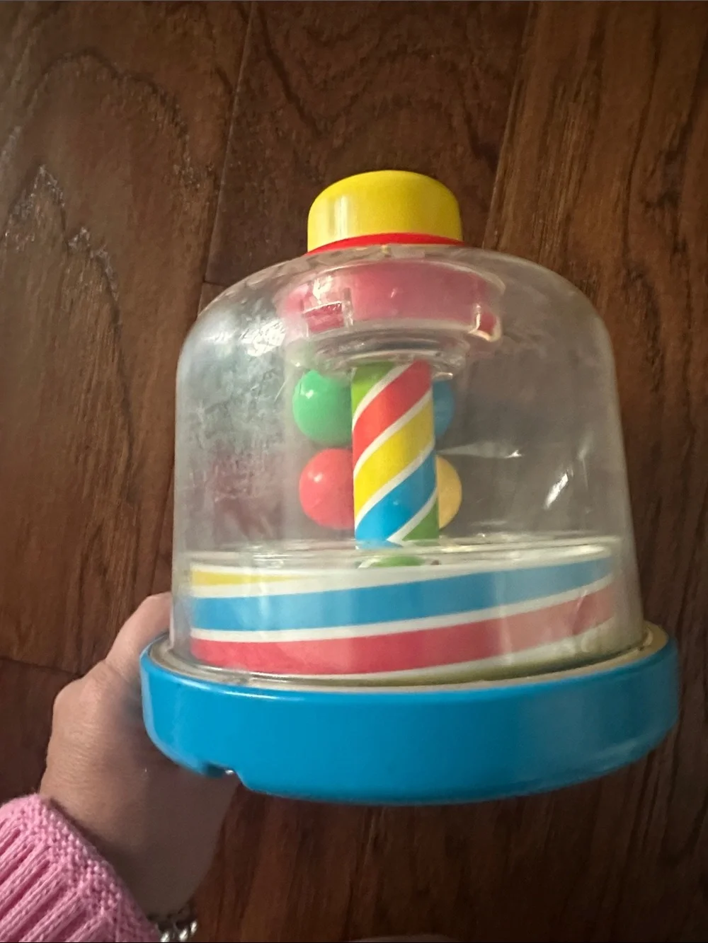 Fisher-Price Push-and-Pop Popper Toy with Yellow Top and Blue Base